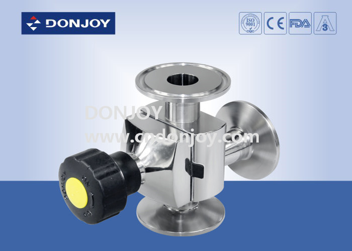 316L มินิ ประเภท 3 ทาง สุขภาพ วาล์ว Diaphragm ประเภท L กับ tri clamp ปลาย