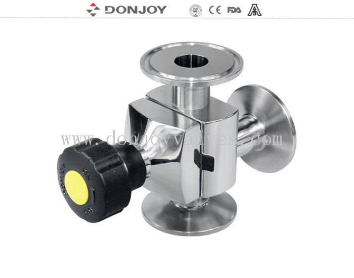 316L มินิ ประเภท 3 ทาง สุขภาพ วาล์ว Diaphragm ประเภท L กับ tri clamp ปลาย