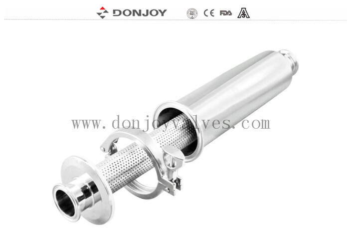 เครื่องกรองสุขอนามัยในสาย / SS316L เครื่องกรองแบบตรงที่มีปลาย Tri Clamp